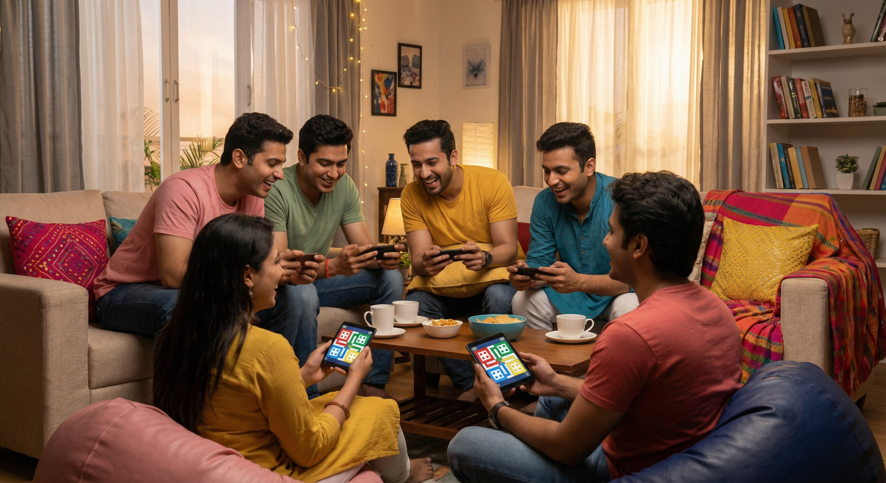 Friends playing Ludo
